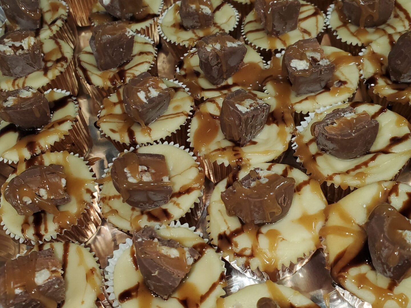 A close up of some chocolate cups