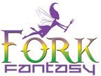 A purple and green logo for fork fantasy.